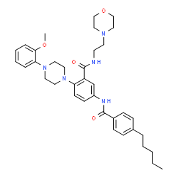 ChemSpider 2D Image | 2-[4-(2-Methoxyphenyl)-1-piperazinyl]-N-[2-(4-morpholinyl)ethyl]-5-[(4-pentylbenzoyl)amino]benzamide | C36H47N5O4