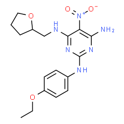 ChemSpider 2D Image | N2-(4-ethoxyphenyl)-5-nitro-N4-(oxolan-2-ylmethyl)pyrimidine-2,4,6-triamine | C17H22N6O4