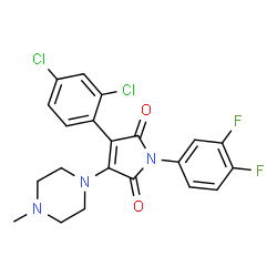 ChemSpider 2D Image | 3-(2,4-Dichlorophenyl)-1-(3,4-difluorophenyl)-4-(4-methyl-1-piperazinyl)-1H-pyrrole-2,5-dione | C21H17Cl2F2N3O2