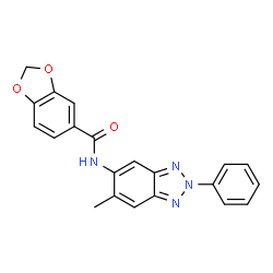 ChemSpider 2D Image | N-(6-Methyl-2-phenyl-2H-benzotriazol-5-yl)-1,3-benzodioxole-5-carboxamide | C21H16N4O3