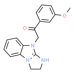ChemSpider 2D Image | 9-[2-(3-Methoxyphenyl)-2-oxoethyl]-1,2,3,9-tetrahydroimidazo[1,2-a][3,1]benzimidazol-4-ium | C18H18N3O2