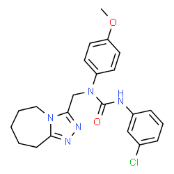 ChemSpider 2D Image | 3-(3-Chlorophenyl)-1-(4-methoxyphenyl)-1-(6,7,8,9-tetrahydro-5H-[1,2,4]triazolo[4,3-a]azepin-3-ylmethyl)urea | C22H24ClN5O2