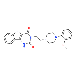ChemSpider 2D Image | 3-{2-[4-(2-Methoxyphenyl)-1-piperazinyl]ethyl}-1H-pyrimido[5,4-b]indole-2,4(3H,5H)-dione | C23H25N5O3