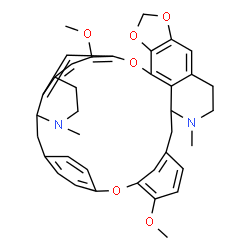 ChemSpider 2D Image | 19,33-Dimethoxy-13,28-dimethyl-2,5,7,21-tetraoxa-13,28-diazaoctacyclo[25.6.2.2~22,25~.1~3,10~.1~16,20~.0~4,8~.0~14,39~.0~31,35~]nonatriaconta-1(33),3,8,10(39),16(38),17,19,22,24,31,34,36-dodecaene | C37H38N2O6