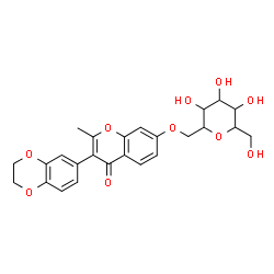 ChemSpider 2D Image | 1,5-Anhydro-1-({[3-(2,3-dihydro-1,4-benzodioxin-6-yl)-2-methyl-4-oxo-4H-chromen-7-yl]oxy}methyl)hexitol | C25H26O10