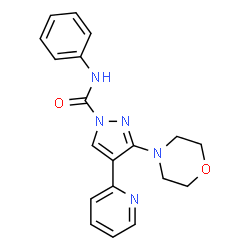 ChemSpider 2D Image | 3-(4-Morpholinyl)-N-phenyl-4-(2-pyridinyl)-1H-pyrazole-1-carboxamide | C19H19N5O2