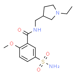 ChemSpider 2D Image | N-[(1-Ethyl-3-pyrrolidinyl)methyl]-2-methoxy-5-sulfamoylbenzamide | C15H23N3O4S