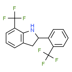 ChemSpider 2D Image | 7-(Trifluoromethyl)-2-[2-(trifluoromethyl)phenyl]indoline | C16H11F6N
