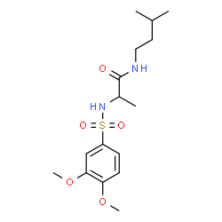 ChemSpider 2D Image | N~2~-[(3,4-Dimethoxyphenyl)sulfonyl]-N-(3-methylbutyl)alaninamide | C16H26N2O5S