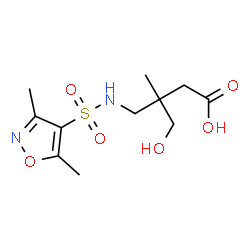 ChemSpider 2D Image | 4-{[(3,5-Dimethyl-1,2-oxazol-4-yl)sulfonyl]amino}-3-(hydroxymethyl)-3-methylbutanoic acid | C11H18N2O6S