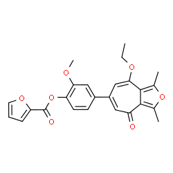 ChemSpider 2D Image | 4-(8-Ethoxy-1,3-dimethyl-4-oxo-4H-cyclohepta[c]furan-6-yl)-2-methoxyphenyl 2-furoate | C25H22O7