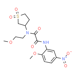 ChemSpider 2D Image | N-(1,1-Dioxidotetrahydro-3-thiophenyl)-N-(2-methoxyethyl)-N'-(2-methoxy-5-nitrophenyl)ethanediamide | C16H21N3O8S