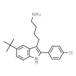 ChemSpider 2D Image | 4-[2-(4-Chlorophenyl)-5-(2-methyl-2-propanyl)-1H-indol-3-yl]-1-butanamine | C22H27ClN2