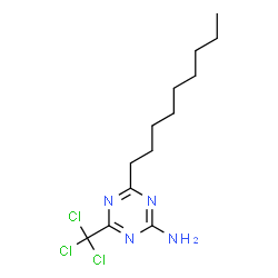 ChemSpider 2D Image | 4-Nonyl-6-(trichloromethyl)-1,3,5-triazin-2-amine | C13H21Cl3N4