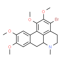 ChemSpider 2D Image | 3-Bromo-1,2,9,10-tetramethoxy-6-methyl-5,6,6a,7-tetrahydro-4H-dibenzo[de,g]quinoline | C21H24BrNO4