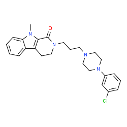 ChemSpider 2D Image | 2-{3-[4-(3-Chlorophenyl)-1-piperazinyl]propyl}-9-methyl-2,3,4,9-tetrahydro-1H-beta-carbolin-1-one | C25H29ClN4O