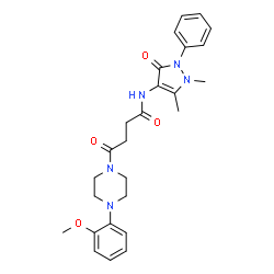 ChemSpider 2D Image | N-(1,5-Dimethyl-3-oxo-2-phenyl-2,3-dihydro-1H-pyrazol-4-yl)-4-[4-(2-methoxyphenyl)-1-piperazinyl]-4-oxobutanamide | C26H31N5O4