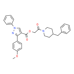 ChemSpider 2D Image | 2-(4-Benzyl-1-piperidinyl)-2-oxoethyl 3-(4-methoxyphenyl)-1-phenyl-1H-pyrazole-4-carboxylate | C31H31N3O4