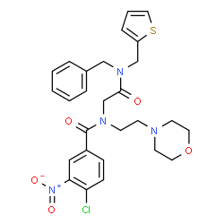 ChemSpider 2D Image | N-{2-[Benzyl(2-thienylmethyl)amino]-2-oxoethyl}-4-chloro-N-[2-(4-morpholinyl)ethyl]-3-nitrobenzamide | C27H29ClN4O5S