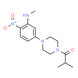 ChemSpider 2D Image | 2-Methyl-1-{4-[3-(methylamino)-4-nitrophenyl]-1-piperazinyl}-1-propanone | C15H22N4O3