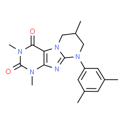 ChemSpider 2D Image | 9-(3,5-Dimethylphenyl)-1,3,7-trimethyl-6,7,8,9-tetrahydropyrimido[2,1-f]purine-2,4(1H,3H)-dione | C19H23N5O2