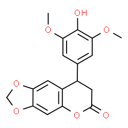 ChemSpider 2D Image | 8-(4-Hydroxy-3,5-dimethoxyphenyl)-7,8-dihydro-6H-[1,3]dioxolo[4,5-g]chromen-6-one | C18H16O7