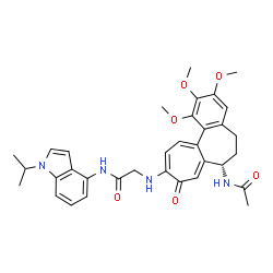 ChemSpider 2D Image | N~2~-[(7S)-7-Acetamido-1,2,3-trimethoxy-9-oxo-5,6,7,9-tetrahydrobenzo[a]heptalen-10-yl]-N-(1-isopropyl-1H-indol-4-yl)glycinamide | C34H38N4O6