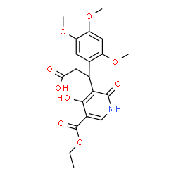 ChemSpider 2D Image | 3-[5-(Ethoxycarbonyl)-4-hydroxy-2-oxo-1,2-dihydro-3-pyridinyl]-3-(2,4,5-trimethoxyphenyl)propanoic acid | C20H23NO9