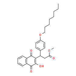 ChemSpider 2D Image | Methyl 3-(3-hydroxy-1,4-dioxo-1,4-dihydro-2-naphthalenyl)-3-[4-(octyloxy)phenyl]propanoate | C28H32O6