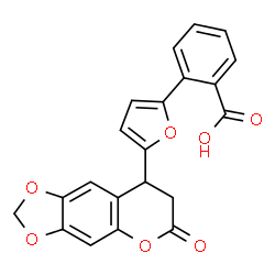 ChemSpider 2D Image | 2-[5-(6-Oxo-7,8-dihydro-6H-[1,3]dioxolo[4,5-g]chromen-8-yl)-2-furyl]benzoic acid | C21H14O7