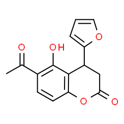 ChemSpider 2D Image | 6-Acetyl-4-(2-furyl)-5-hydroxy-2-chromanone | C15H12O5