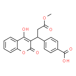 ChemSpider 2D Image | 4-[1-(4-Hydroxy-2-oxo-2H-chromen-3-yl)-3-methoxy-3-oxopropyl]benzoic acid | C20H16O7