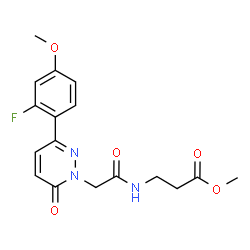 ChemSpider 2D Image | Methyl N-{[3-(2-fluoro-4-methoxyphenyl)-6-oxo-1(6H)-pyridazinyl]acetyl}-beta-alaninate | C17H18FN3O5
