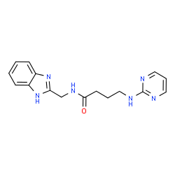ChemSpider 2D Image | N-(1H-Benzimidazol-2-ylmethyl)-4-(2-pyrimidinylamino)butanamide | C16H18N6O