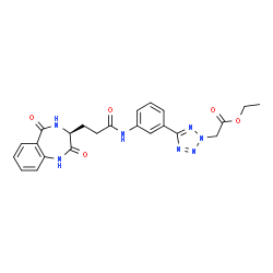ChemSpider 2D Image | Ethyl {5-[3-({3-[(3S)-2,5-dioxo-2,3,4,5-tetrahydro-1H-1,4-benzodiazepin-3-yl]propanoyl}amino)phenyl]-2H-tetrazol-2-yl}acetate | C23H23N7O5