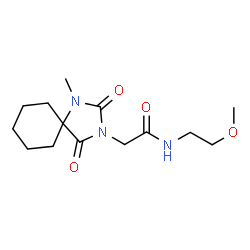 ChemSpider 2D Image | N-(2-Methoxyethyl)-2-(1-methyl-2,4-dioxo-1,3-diazaspiro[4.5]dec-3-yl)acetamide | C14H23N3O4