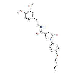 ChemSpider 2D Image | 1-(4-Butoxyphenyl)-N-[2-(3,4-dimethoxyphenyl)ethyl]-5-oxo-3-pyrrolidinecarboxamide | C25H32N2O5
