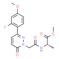 ChemSpider 2D Image | Methyl N-{[3-(2-fluoro-4-methoxyphenyl)-6-oxo-1(6H)-pyridazinyl]acetyl}-L-alaninate | C17H18FN3O5