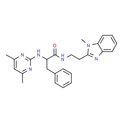 ChemSpider 2D Image | Nalpha-(4,6-Dimethyl-2-pyrimidinyl)-N-[2-(1-methyl-1H-benzimidazol-2-yl)ethyl]phenylalaninamide | C25H28N6O