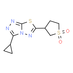 ChemSpider 2D Image | 3-Cyclopropyl-6-(1,1-dioxidotetrahydro-3-thiophenyl)[1,2,4]triazolo[3,4-b][1,3,4]thiadiazole | C10H12N4O2S2