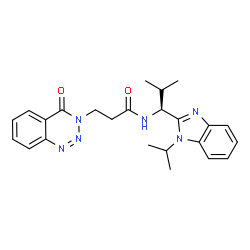 ChemSpider 2D Image | N-[(1S)-1-(1-Isopropyl-1H-benzimidazol-2-yl)-2-methylpropyl]-3-(4-oxo-1,2,3-benzotriazin-3(4H)-yl)propanamide | C24H28N6O2