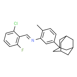 ChemSpider 2D Image | (E)-N-[5-(Adamantan-1-yl)-2-methylphenyl]-1-(2-chloro-6-fluorophenyl)methanimine | C24H25ClFN