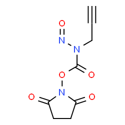 ChemSpider 2D Image | 1-{[Nitroso(2-propyn-1-yl)carbamoyl]oxy}-2,5-pyrrolidinedione | C8H7N3O5