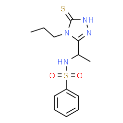 ChemSpider 2D Image | N-[1-(4,5-Dihydro-4-propyl-5-thioxo-1H-1,2,4-triazol-3-yl)ethyl]benzenesulfonamide | C13H18N4O2S2