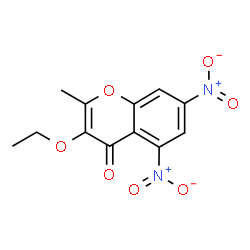 ChemSpider 2D Image | 3-Ethoxy-2-methyl-5,7-dinitro-4H-chromen-4-one | C12H10N2O7