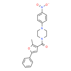 ChemSpider 2D Image | (2-Methyl-5-phenyl-3-furyl)[4-(4-nitrophenyl)-1-piperazinyl]methanone | C22H21N3O4