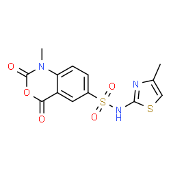 ChemSpider 2D Image | 1-Methyl-N-(4-methyl-1,3-thiazol-2-yl)-2,4-dioxo-1,4-dihydro-2H-3,1-benzoxazine-6-sulfonamide | C13H11N3O5S2