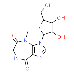 ChemSpider 2D Image | 4-Methyl-3-pentofuranosyl-3,4,6,7-tetrahydroimidazo[4,5-e][1,4]diazepine-5,8-dione | C12H16N4O6