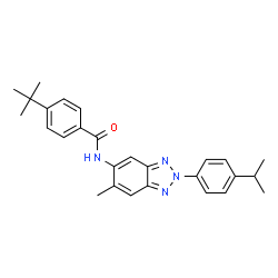 ChemSpider 2D Image | 4-tert-Butyl-N-[2-(4-isopropylphenyl)-6-methyl-2H-benzotriazol-5-yl]benzamide | C27H30N4O