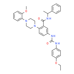 ChemSpider 2D Image | 5-{[(4-Ethoxyphenyl)carbamoyl]amino}-2-[4-(2-methoxyphenyl)-1-piperazinyl]-N-(1-phenylethyl)benzamide | C35H39N5O4
